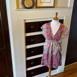 Angie pink floral short sleeve dress